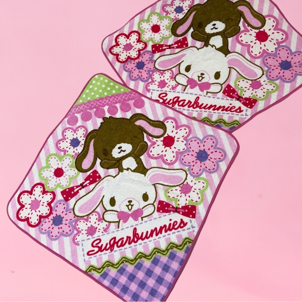 RARE Sanrio Sugar Bunnies 2 Pc Set ~ Tea Towels ~ Authentic ~ Collector Decor